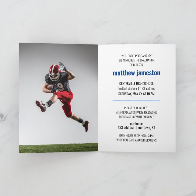 Blue Bold & Modern Photo Graduation Invitation (Inside)