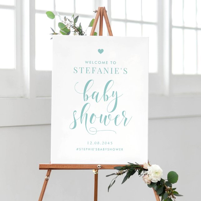Blue Bold Script Baby Shower Welcome Poster (Creator Uploaded)