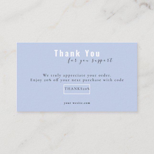 Blue Bold Script Thank You Card Discount Business (Back)