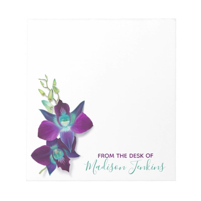 Blue Bom Dendrobium Orchid Flower Personalised Notepad (Front)