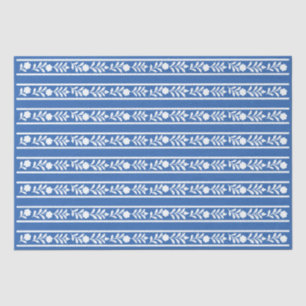 Blue Bone Inlay Floral Border Decoupage Paper