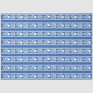 Blue Bone Inlay Floral Border Decoupage Paper