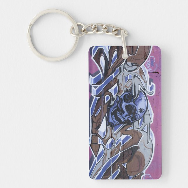 Blue Bonehead Graffiti Key Ring (Front)