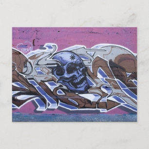 Blue Bonehead Graffiti Postcard