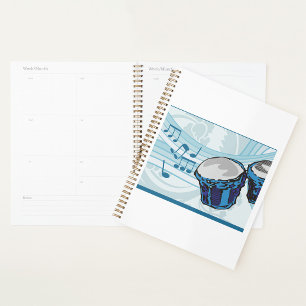 Blue Bongo Drum Music Spiral Planner