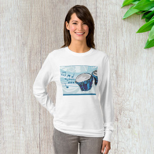 Blue Bongo Drum Music Womens Long-Sleeve T-Shirt