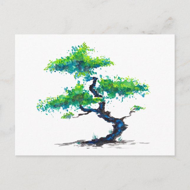 Blue Bonsai Watercolours Postcard (Front)