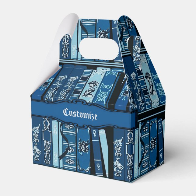 Blue Book Shelves Vintage Books Gable Favour Box (Front Side)