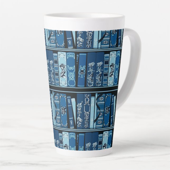 Blue Book Shelves Vintage Books   Latte Mug (Right Angle)