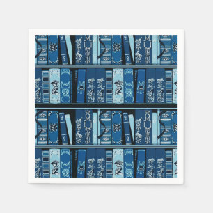 Blue Book Shelves Vintage Books Napkin