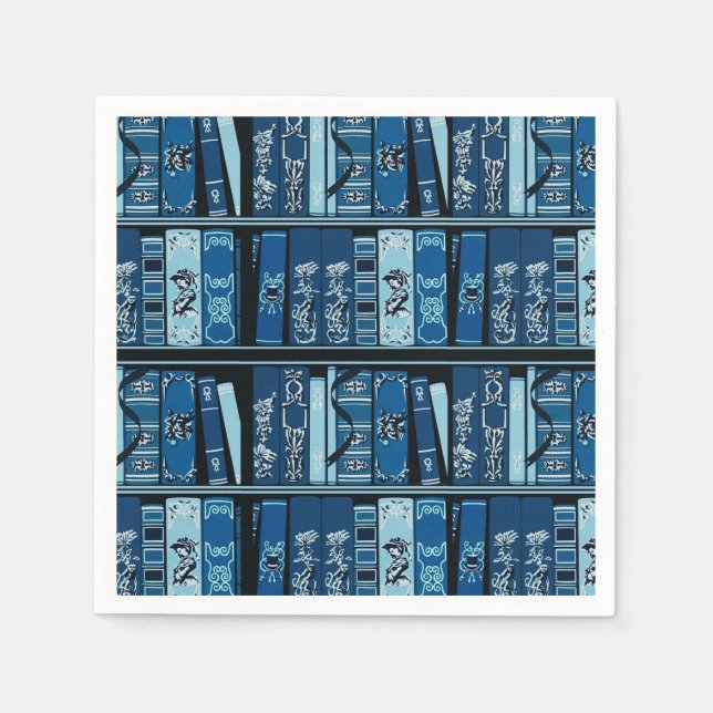 Blue Book Shelves Vintage Books  Napkin (Front)