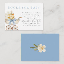 Blue Books for Baby Card Vintage Pram Baby Shower