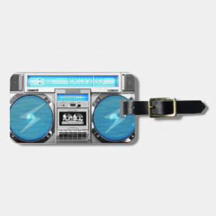 Blue boombox luggage tag