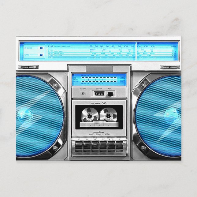 Blue boombox postcard (Front)