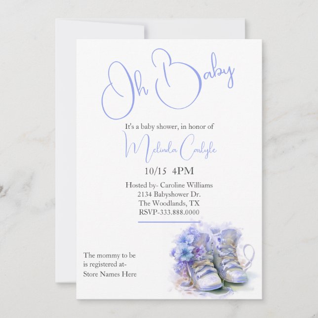 Blue Booties Boy Baby Shower Invitation (Front)