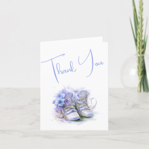 Blue Booties Boy Baby Shower Thank You Card