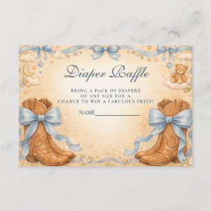 Blue Boots And Bows Boy Diapper Raffle Enclosure Card