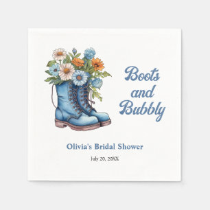 Blue Boots and Bubbly Blue Western Bridal Shower  Napkin