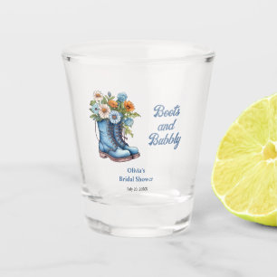 Blue Boots and Bubbly Blue Western Bridal Shower Shot Glass