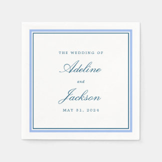 Blue Border Classic Traditional Wedding Napkins