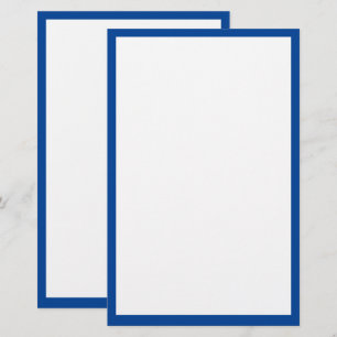 Blue Border Edge Solid White Plain Custom Color Stationery