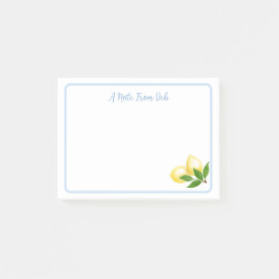 Blue Border Handpainted Amalfi Lemons NAME Post-it Notes
