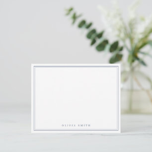 Blue borders minimalist personalised Stationery Card