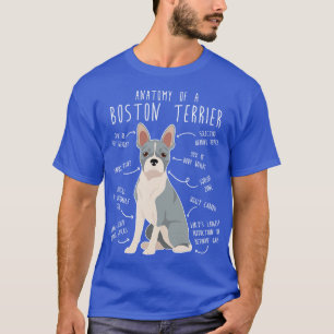 Blue Boston Terrier Dog Anatomy T-Shirt
