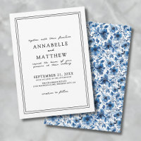 Blue Botanical Classic Elegant Floral Wedding