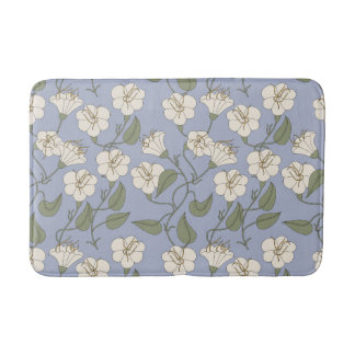 Blue Botanical Cottagecore Floral Bath Mat