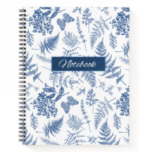 Blue Botanical Deluxe Spiral Notebook