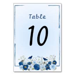 Blue Botanical Elegance Wedding  Table Number