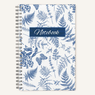 Blue Botanical Floral Deluxe Spiral Notebook
