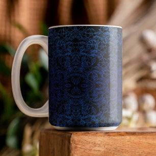 blue Botanical flower Gradient black decorative Mug
