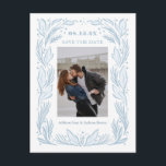 Blue Botanical Frame Save the Date Postcard<br><div class="desc">This beautiful Blue botanical frame is perfect to highlight your save the date</div>