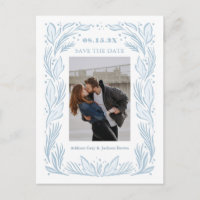 Blue Botanical Frame Save the Date