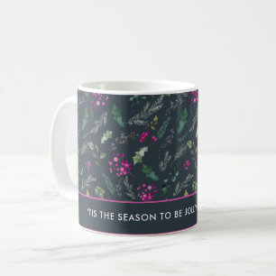 Blue Botanical Greenery Custom Message Mug