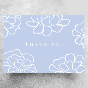 Blue Botanical Modern Wedding Thank You Card