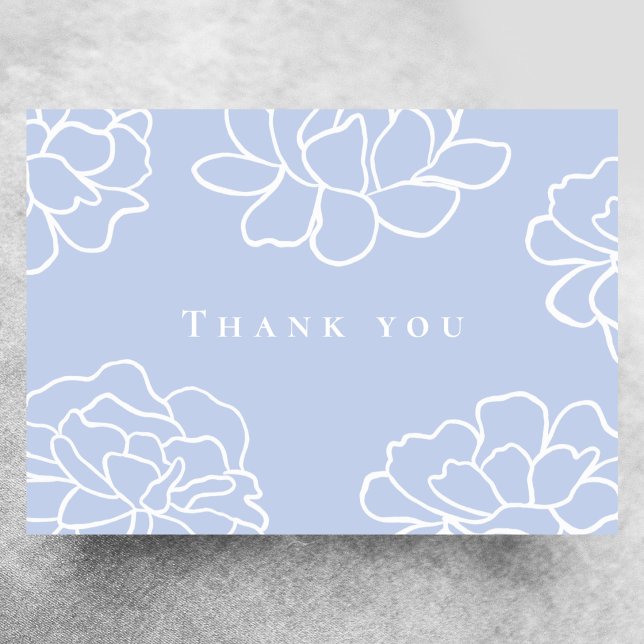 Blue Botanical Modern Wedding Thank You Card (Creator Uploaded)