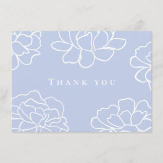 Blue Botanical Modern Wedding Thank You Card