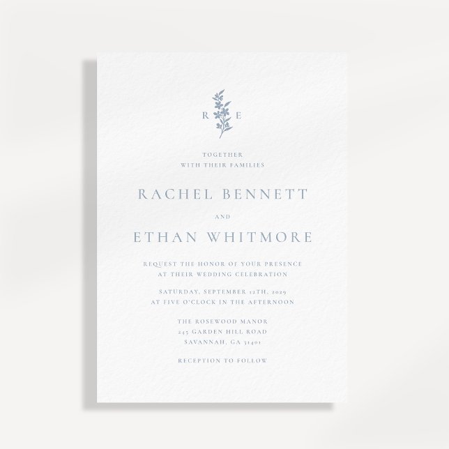 Blue Botanical Motif Wedding Invitation (Creator Uploaded)