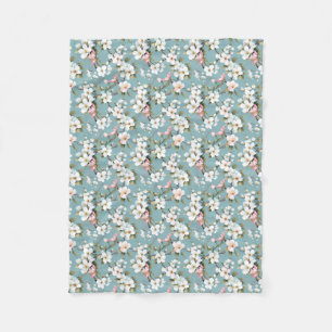 Blue Botanical Spring Dogwood Fleece Blanket