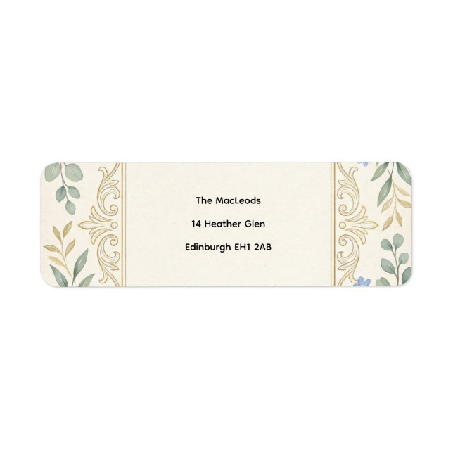 Blue Botanical Wedding Address (Front)