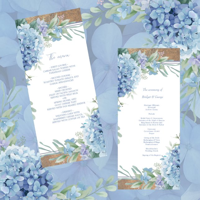 Blue Botanical Wedding Hydrangea  menu (Creator Uploaded)