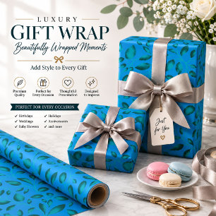 Blue Botanical Wrapping Paper