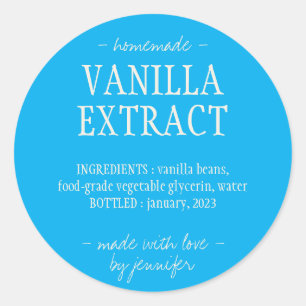Blue Bottle Homemade drink Vanilla Extract Classic Round Sticker