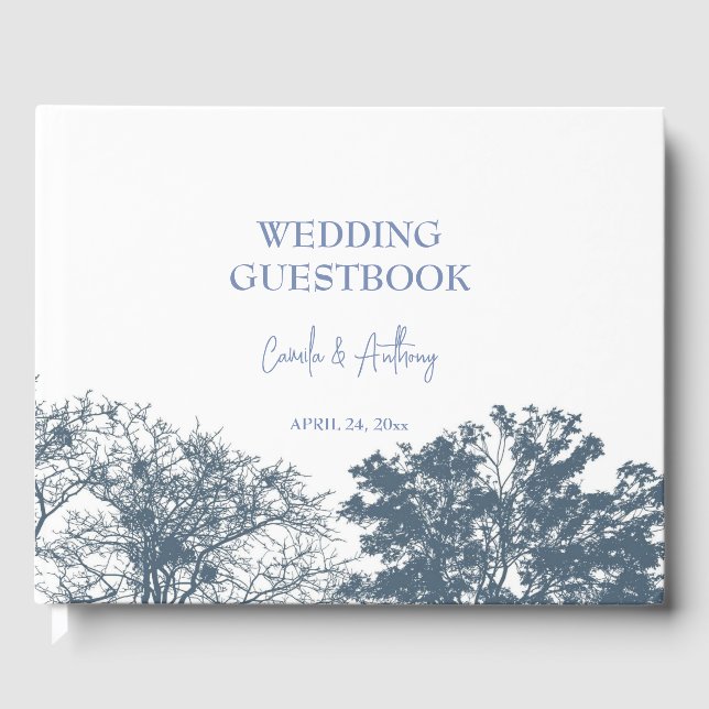 Blue Bottom Trees Boho Wedding Guest Book (Front)