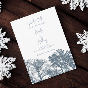 Blue Bottom Trees Boho Wedding Invitation