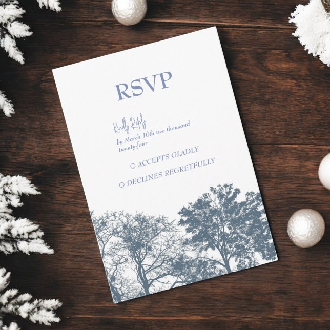 Blue Bottom Trees Boho Wedding RSVP Card (Creator Uploaded)