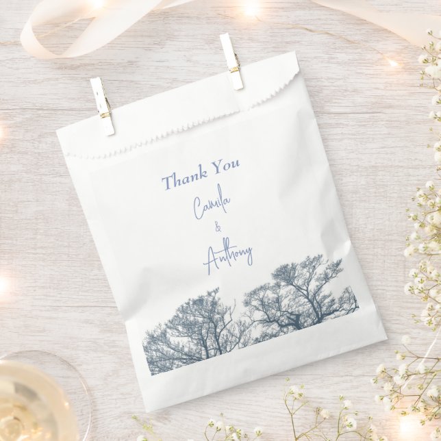 Blue Bottom Trees Tropical Boho Wedding Favour Bags (Clipped)